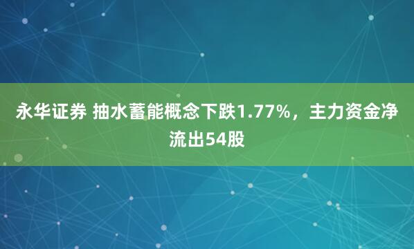 永华证券 抽水蓄能概念下跌1.77%，主力资金净流出54股